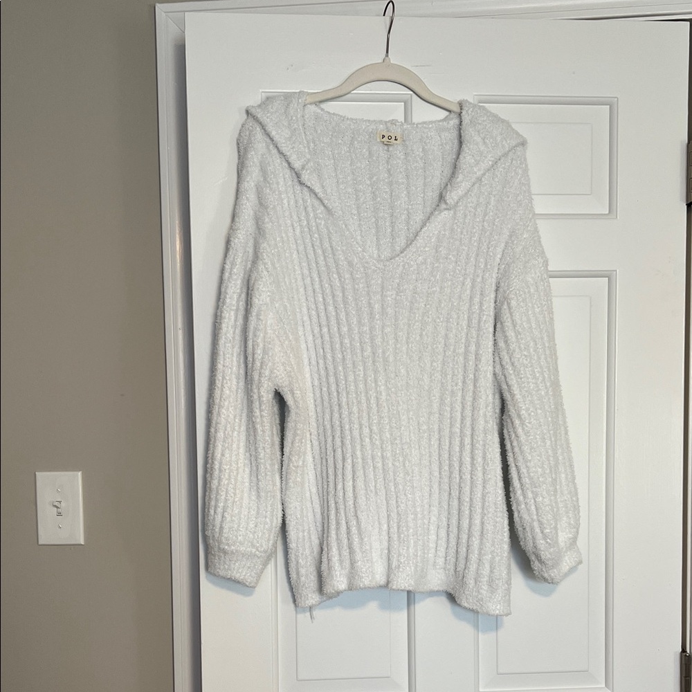 POL Soft White V-Neck Sweater